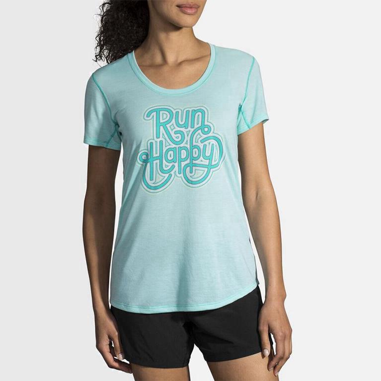 Brooks Distance Graphic Mujer Camiseta Sin Mangas - Verdes (3219ZLKUC)